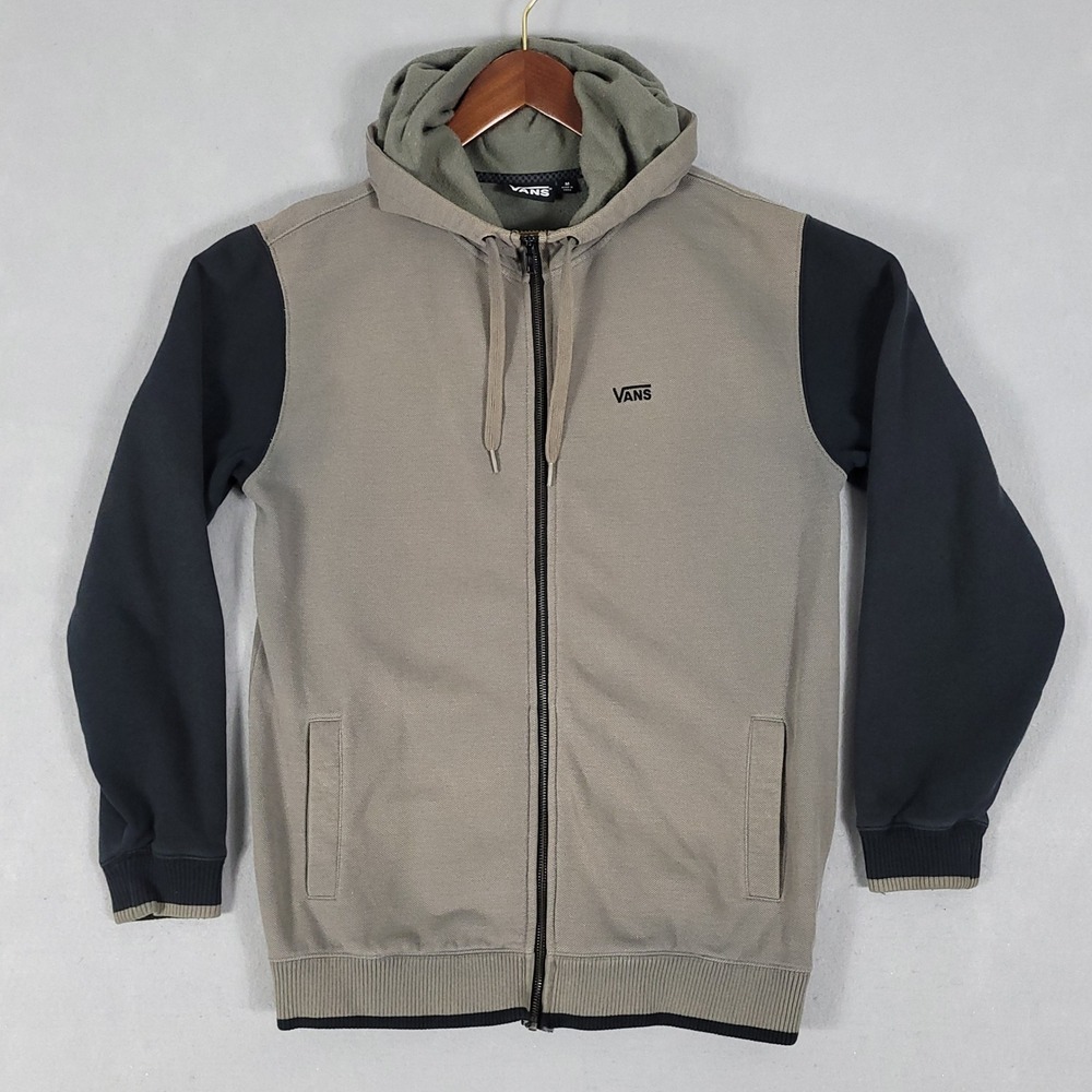Vans Zip Hoodie Men's Medium Tan Black Colorblock Regular Fit Cotton VN0A385DPWT